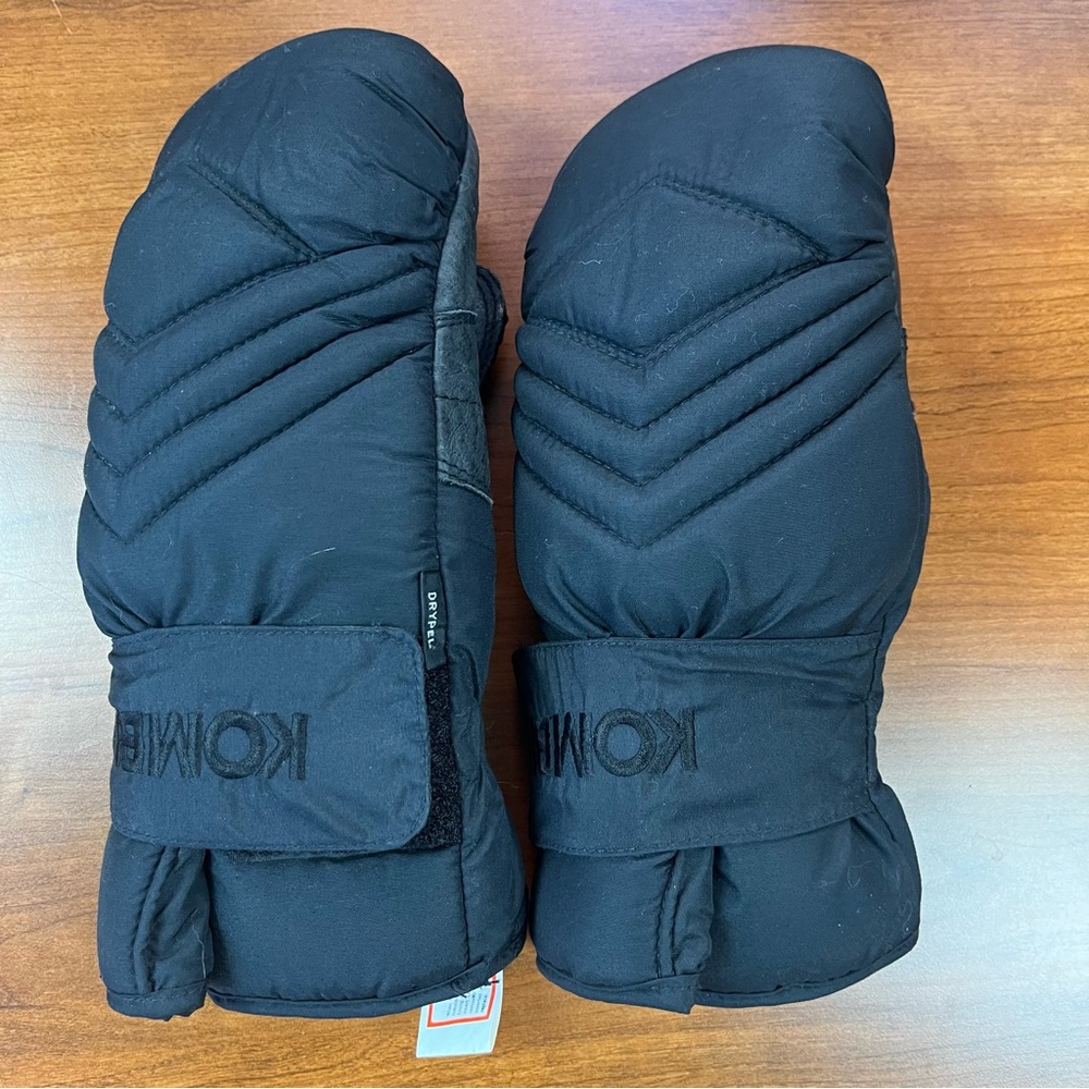 Kombi Women's Leather Charcoal Quilted Mittens Sz M Weather Proof Insert Drypel